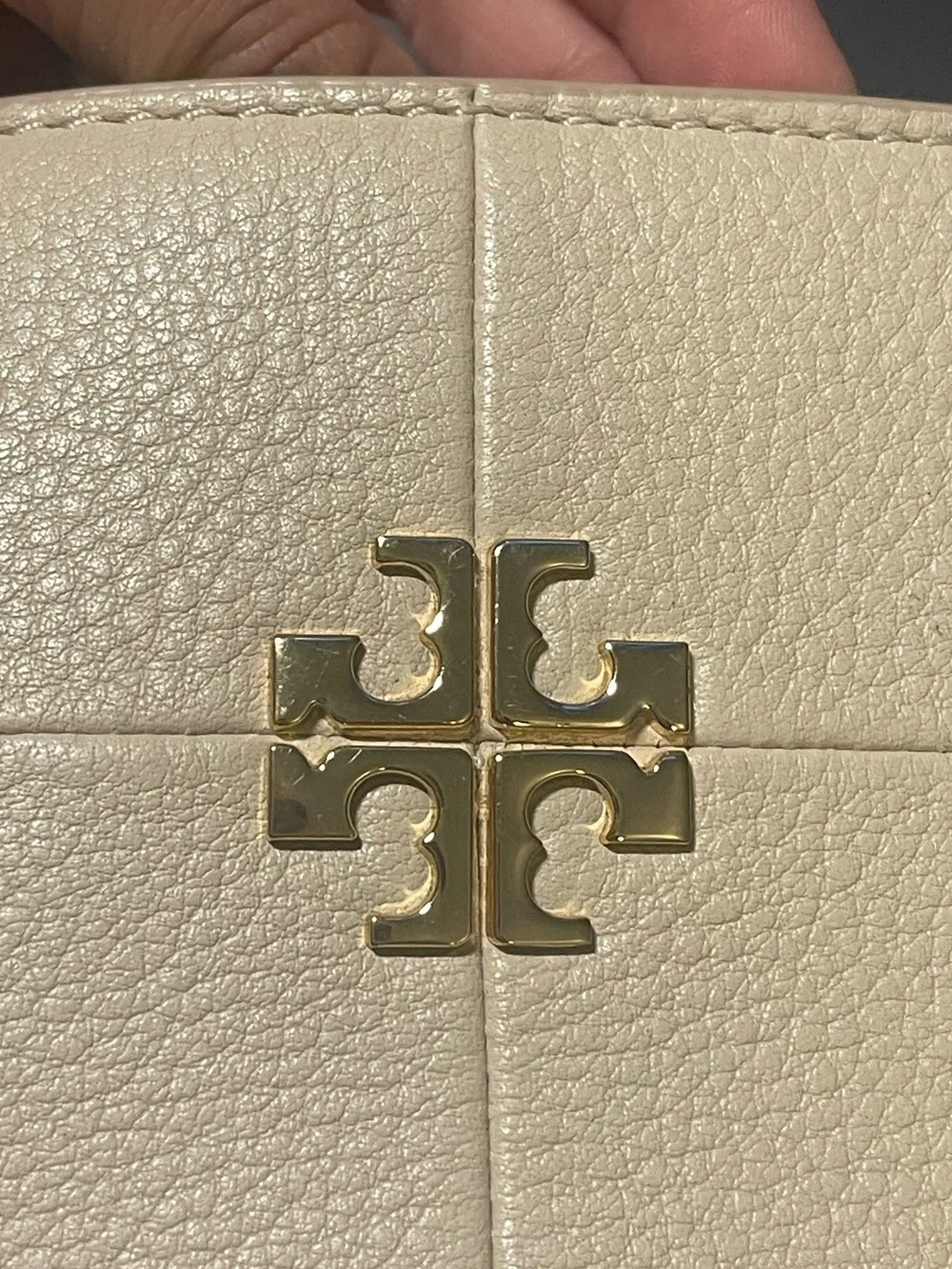 Tory Burch Ivy Side-Zip Leather Tote in Light Oak Pebbled Leather